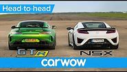 Honda (Acura) NSX vs Mercedes-AMG GT R – DRAG RACE, ROLLING RACE & BRAKE TEST | Head-to-Head