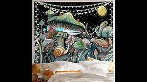 GYETPONG Trippy Mushroom Tapestry Moon and Stars Tapestry Nature Forest Wall Hanging Tapestries Hippie Tapestry for Bedroom Living Room (51 in x 60 in)