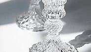 Taper Candle Holders Set of 2, Clear Glass Candlestick Holder Fit 0.8 Inch Candles, 4 Inch Tall Crystal Decorative Candle Stand Centerpiece for Table Wedding Dinning Party
