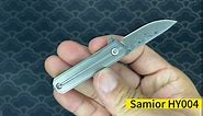 Samior HY004 Mini Titanium Handle Pocket Knife, 1.4 inches Damascus Blade, Keychain Utility Neck EDC Knives for Box Opening (Drop Point)