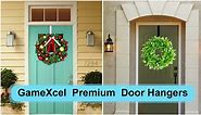 GameXcel 15" Wreath Hanger for Front Door - Large Wreath Metal Hook for Christmas Wreath Over The Door Single Hook, Black