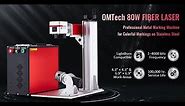 OMTech 80W Fiber Laser Engraver with Rotary Axis | LightBurn Compatible Fiber Laser Marking Machine