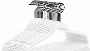 MIZGI Premium Velvet Hangers (60 Pack) Heavy Duty - Non Slip Felt Hangers - Velvet Suit Hangers White - Black Coated Hooks,Space Saving Clothes Hangers