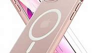 Miracase Magnetic Series Designed for iPhone 13 Case [Compatible with MagSafe] [with 2X Screen Protectors] Military-Grade Protection, Anti-Fingerprint, Slim Design Phone Case for iPhone 13 - Pink