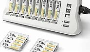 EBL 1100mAh NiMH AAA Rechargeable Batteries (16 Pack) and Rechargeable AA AAA Battery Charger with 2 USB Charging Ports