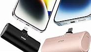 Small Portable Charger for iPhone 5000mAh 2 Packs with Built in Cable, MFi Certified Compact Power Bank Cordless External Battery Pack for All iPhone Series 14/13/12/11/XR/X/SE/8/7/6 Pro Max