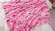 mermaker Rainbow Blanket for Girls, 380 GSM Pink Rainbow Throw Blanket for Kids, Cute Rainbow Kids Throw Blanket, Warm Rainbow Throw Girls Blanket, Soft Fleece Blanket for Couch Bed (50x60 inches)