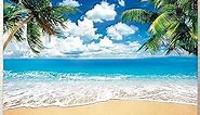 Hawaiian Beach Ocean Backdrop, 7X5FT Cloth Fabric Summer Tropical Party Background for Indoor and Outdoor Decoration, Palm Tree Sea Backdrop Banner for Photoshoot, Reusable and Washable