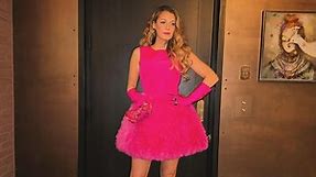 Blake Lively poses in beautiful Barbie pink look