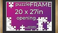 Poster Palooza 20x27 Frame for Jigsaw Puzzles - Wooden Gold Bronze Puzzle Frame with Mat (Black) Made to Display Puzzles Measuring 20x27 Inches with UV Acrylic and Hanging Hardware