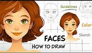 HOW TO DRAW FACES- Sketch Guidelines to Coloring- Adobe Illustrator Tutorial