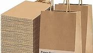 MESHA Kraft Paper Bags 5.25x3.75x8 Brown Small Gift Bags with Handles Bulk,100 Pcs Kraft Paper Bags for Small Business,Birthday Wedding Mother‘s Day Party Favor Bags,Paper Shopping Bags