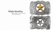 H8459 Western Cowboy Antique Engrave Sterling Silver Gold Star Belt Buckle fits 1-1/2