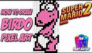 How to Draw Birdo from Super Mario Bros. 2 - Nintendo 8-Bit Pixel Art Drawing Tutorial