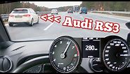 Seat Ibiza Cupra TSI chasing Audi RS3 on German Autobahn - POV Acceleration Top Speed
