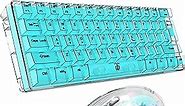 Snpurdiri 60% Gaming Keyboard and Mouse Combo, Transparent Small Keyboard and Mouse Set, Mini Gaming Keyboard 61 Keys True RGB Backlit, for Computer PC Gamer(White Transparent Combo)
