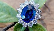 London 3ct Oval Blue Sapphire Halo Engagement Ring