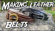 Making two leather belts with a natural cowhide lining.