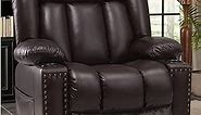 Large Power Lift Chairs Recliners for Elderly with Heated and Massage, Overstuffed Adjustable Lift Chairs, 3 Positions, Breathable Leather, USB-A and USB-C, Cup Holder, Side Pocket, Dark Brown