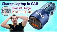 Charge Laptop in Car | Best Mobile Car Charger with Dual Ports, 2 in 1 USB & Type C Fast Charge