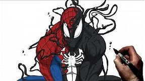 How To Draw Venomized Spiderman | Step By Step | Marvel