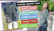 🖤 CHANEL Bucket Bag 2022 2023, Chanel 22S Bucket bag, unboxing, model shots, price and details