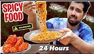 Only SPICY FOOD For 24 Hours || Most Spicy Noodles, Mutton and Burger 🥲 🥵🥵🥵