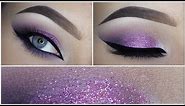 Easy purple eyeshadow makeup tutorial + Glitter