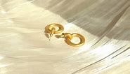 Gold Geometric Round Hoop Drop Earrings for Women