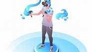 Free Vector | Video gamer illustration of girl or woman in vr glasses with joystick controllers playing.