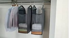 STORAGE MANIAC 2-Pack Hanging Laundry Hamper, Front See-Through Mesh Bag, Slim Basket, Double Hanging Closet Hamper, Narrow Organizer, Grey