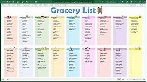 Grocery List Spreadsheet: Printable Food Shopping Planner