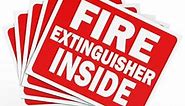 ASSURED SIGNS Fire Extinguisher Inside Sticker Sign - Safety Signs - 5 Pack - 4" X 5" - Durable Self Adhesive, Weatherproof & UV Protected - Red / White in Color - Ideal Decals for Trucks, Cabinets or Equipment