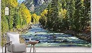 YISURE Extra Large Huge Tapestry 120(W) x 90(L) Inch, Nature Mountain Forest Tapestry, Scenic Green Pine Tree Waterfall Landscape Wall Hanging Tapestries for Home Office Dorm Indoor and Outdoor