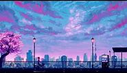 blue and pink sky city desktop wallpaper I anime street sky !!