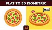 Adobe Illustrator Tutorial - How to Create 3D Isometric Pizza Illustration (Step by Step)