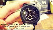 Fossil Watch – Machine Mid-Sized Chronograph Black Stainless Steel Watch FS4682