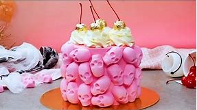 How To Make Pink Skull Cake | Spooky Halloween Cake Ideas By Hoopla Recipes