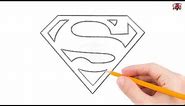 How to Draw Superman Logo Step by Step Easy for Beginners/Kids – Simple Superman Drawing Tutorial