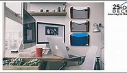 3 Pocket Wall Mount File Hanging Organizer, Metal Mesh Office Home Folder Binder Holder Magazine Mail Sorter Rack + Hardware, Black