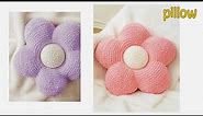 Crochet flower pillow