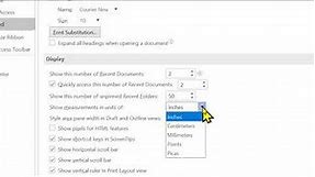 how to convert inches to points in word