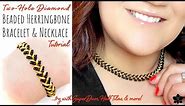 2-Hole Diamond Bead Herringbone Bracelet, Necklace Tutorial