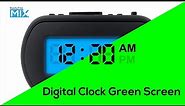 Digital Clock / Alarm 12 AM TO 12 PM - Green Screen - [Royalty Free]