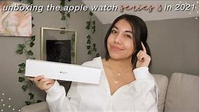 apple watch series 3 unboxing + set-up!! | 38mm, silver/white sport band