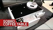 Fridge, charger, and speakers combine to form the Sobro coffee table