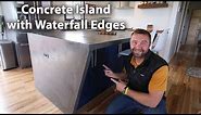 DIY Concrete Counter Island with Waterfall Edges - ( Concrete Overlay )