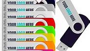 Custom USB Flash Drive 4GB 50 Pack Customized USB Thumb Drive, Customizable USB Drive Logo Print Promotional Favors, Branding with JBOS Personalized USB Stick, 50pcs Multiple Color Choice