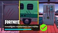 INVESTIGATE MYSTERIOUS CLAW MARKS Locations - Wolverine Challenges Fortnite (Chapter 2 Season 4)