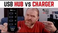 What is the difference between a USB hub and a USB charging station?